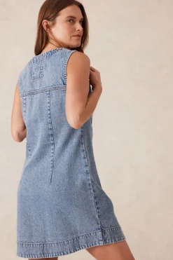 Ceres Life Dresses|Seamed Mini Shift Dress - Mid Vintage Blue