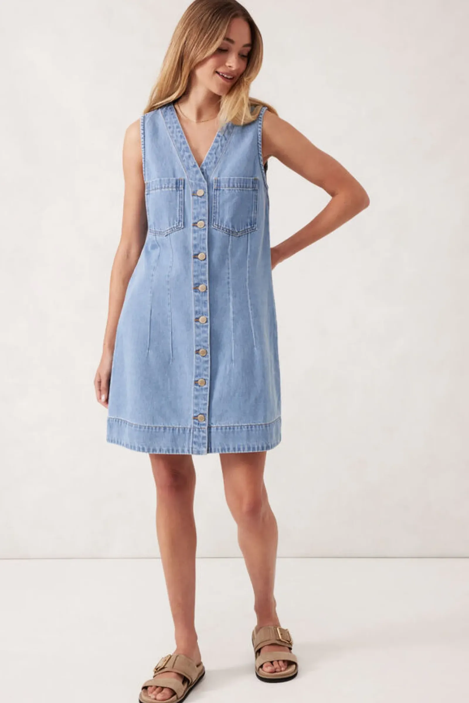 Ceres Life Dresses|Seamed Mini Shift Dress - Vintage Blue