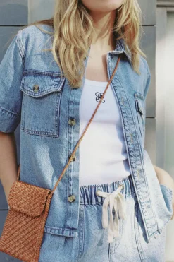 Ceres Life Toggle Menu|Tops|Short Sleeve Boxy Shirt - Vintage Blue Denim