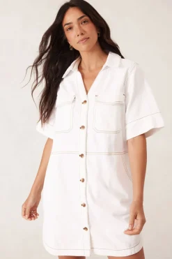 Ceres Life Dresses|Side Pocket Boxy Dress - Fresh Ecru