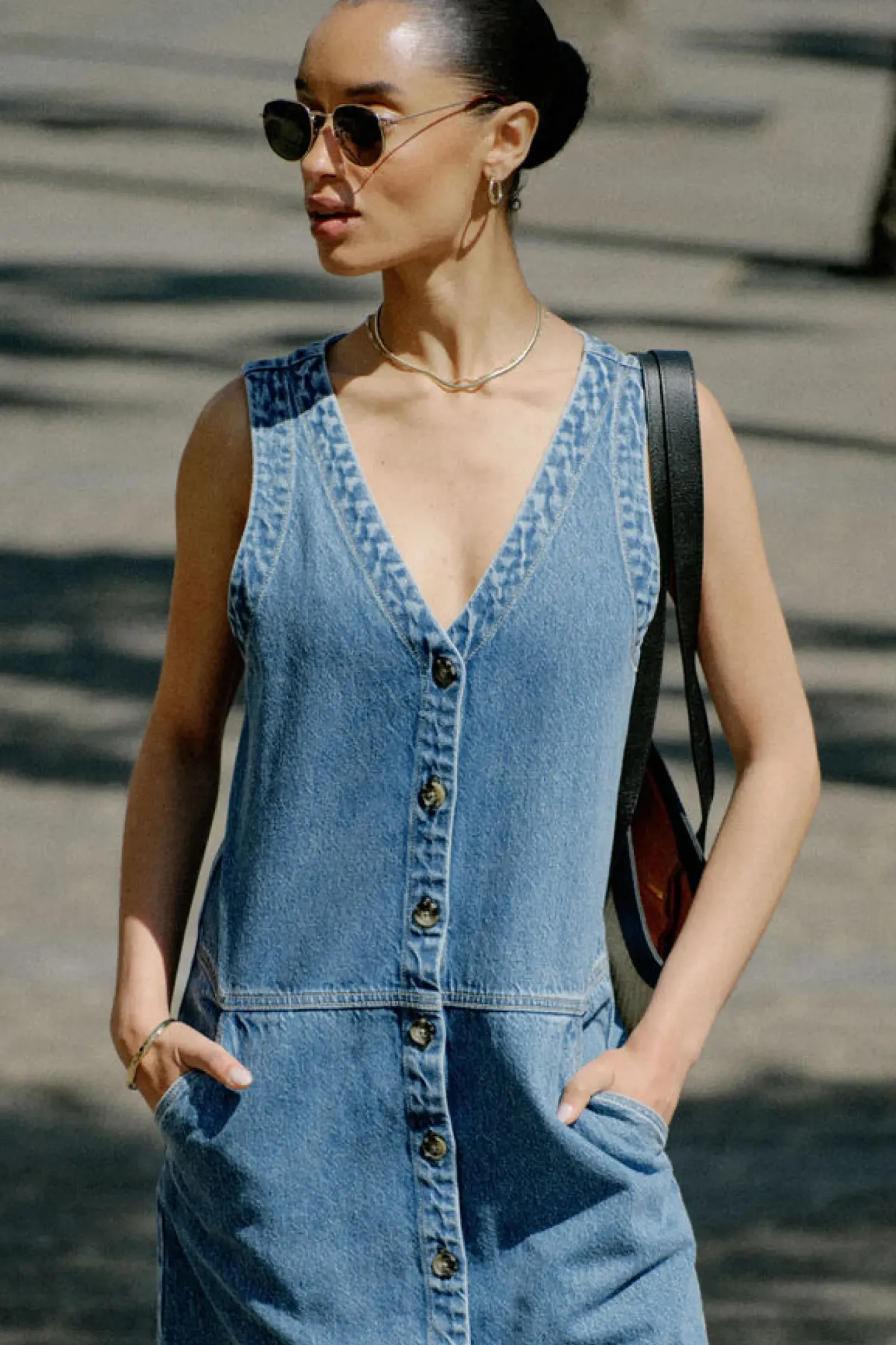 Ceres Life Dresses|Side Pocket Mini Shift Dress - Fresh Indigo