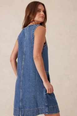 Ceres Life Dresses|Side Pocket Mini Shift Dress - Fresh Indigo
