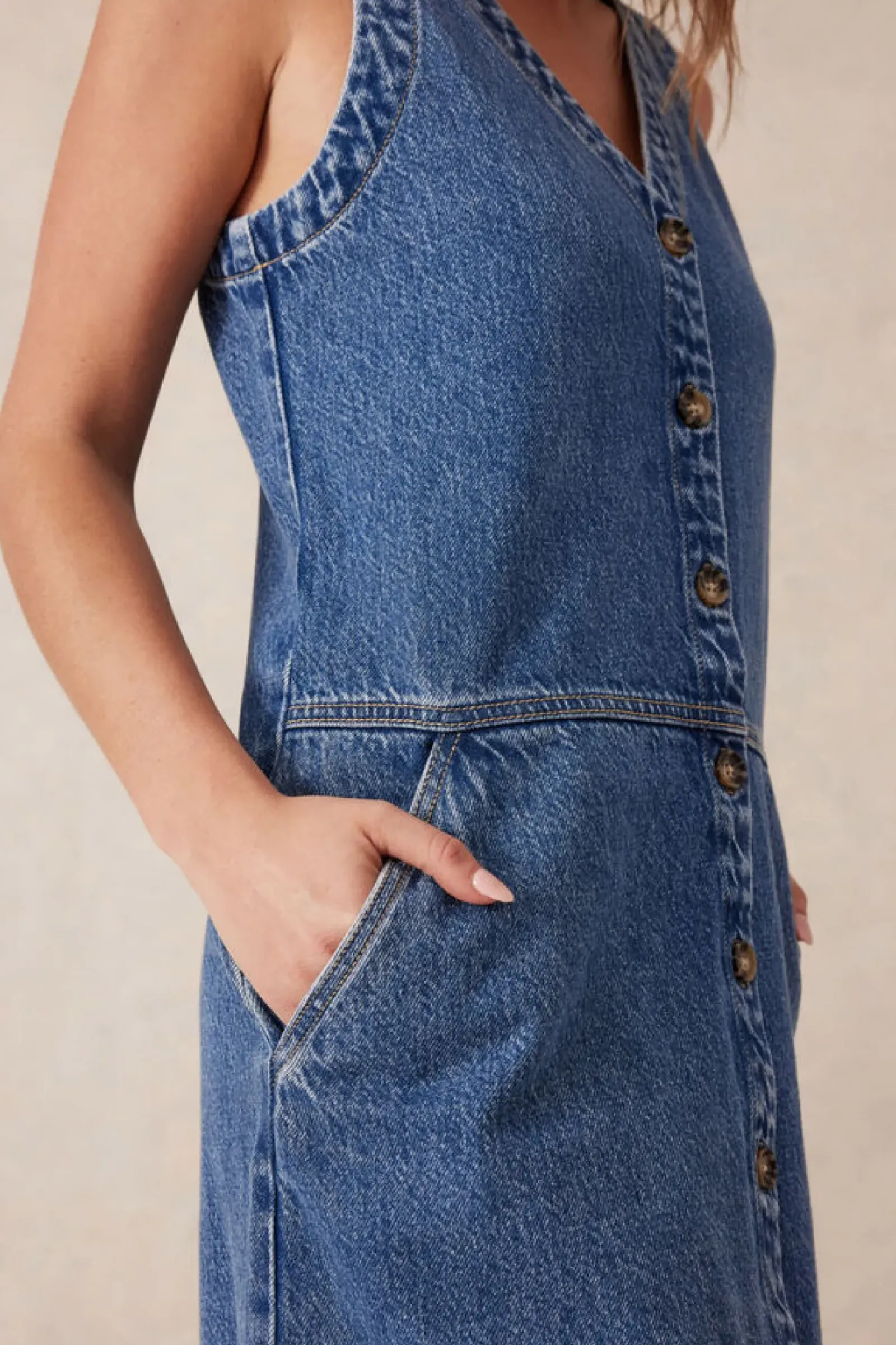 Ceres Life Dresses|Side Pocket Mini Shift Dress - Fresh Indigo