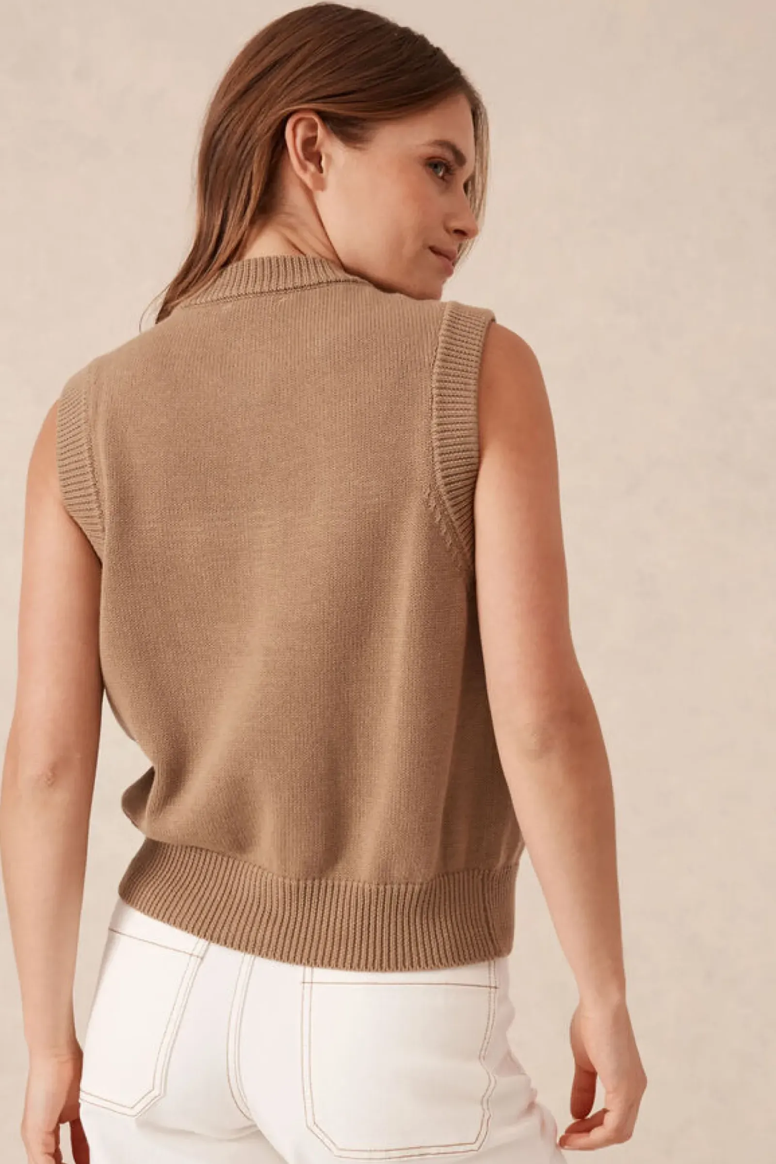 Ceres Life Tops|Knitwear|Sleeveless Cardi - Summer Taupe
