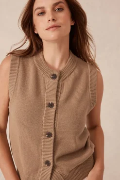 Ceres Life Tops|Knitwear|Sleeveless Cardi - Summer Taupe