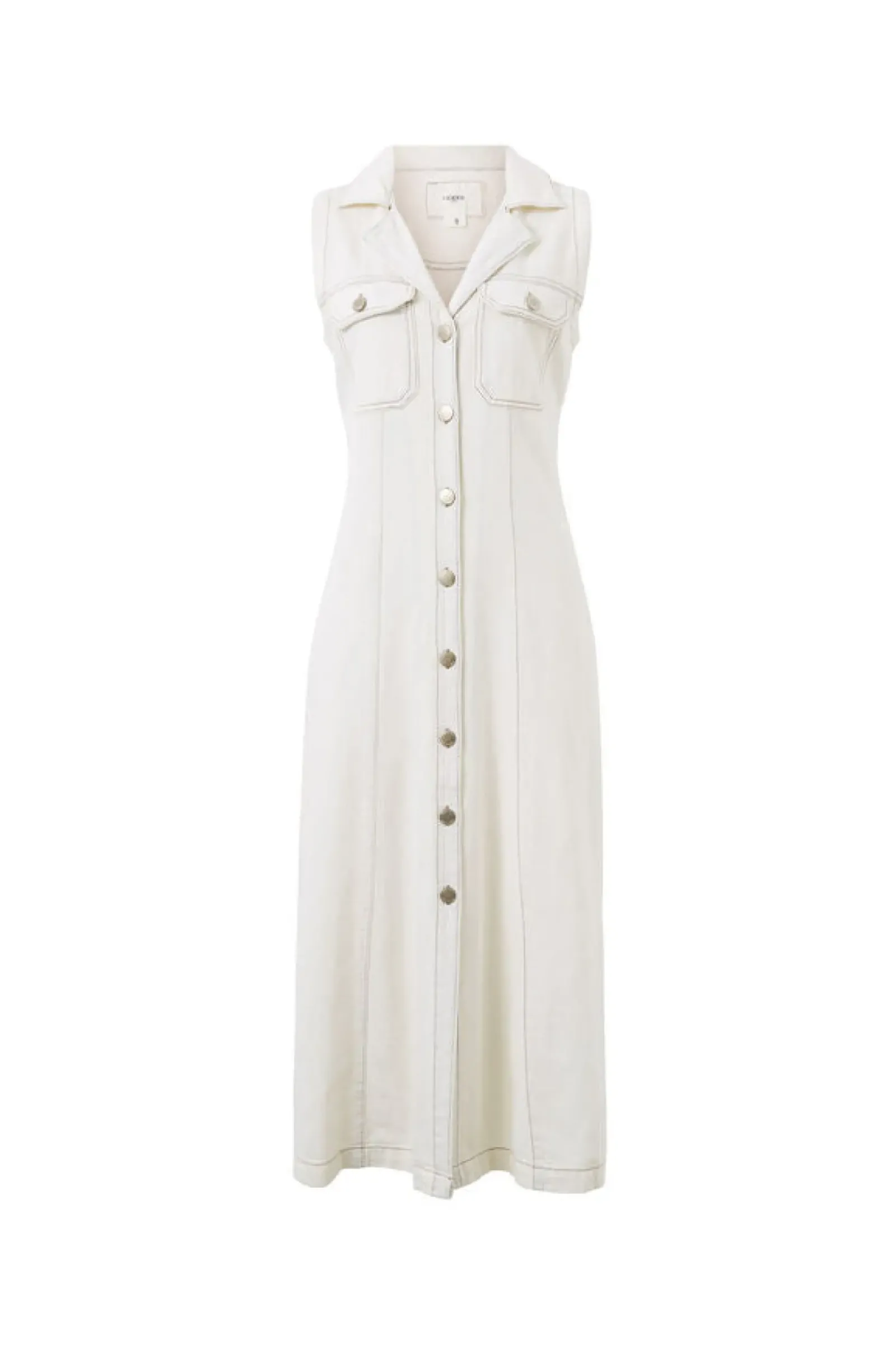 Ceres Life Dresses|Sleeveless Panelled Midi Shirt Dress - Fresh Ecru