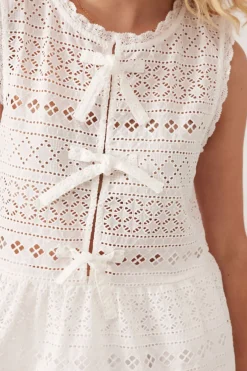 Ceres Life Tops|Sleeveless Tie Top - White