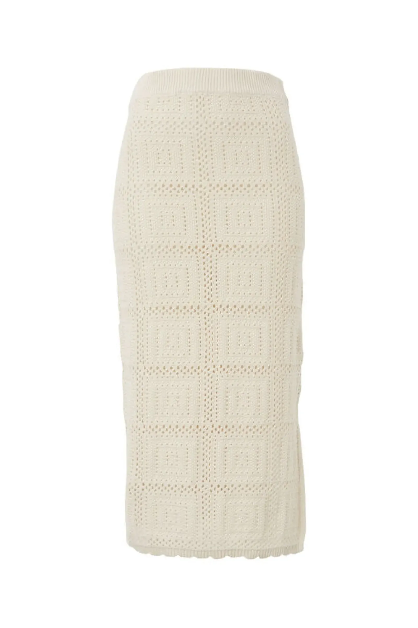 Ceres Life Skirts|Knitwear|Square Knit Midi Skirt - Ecru