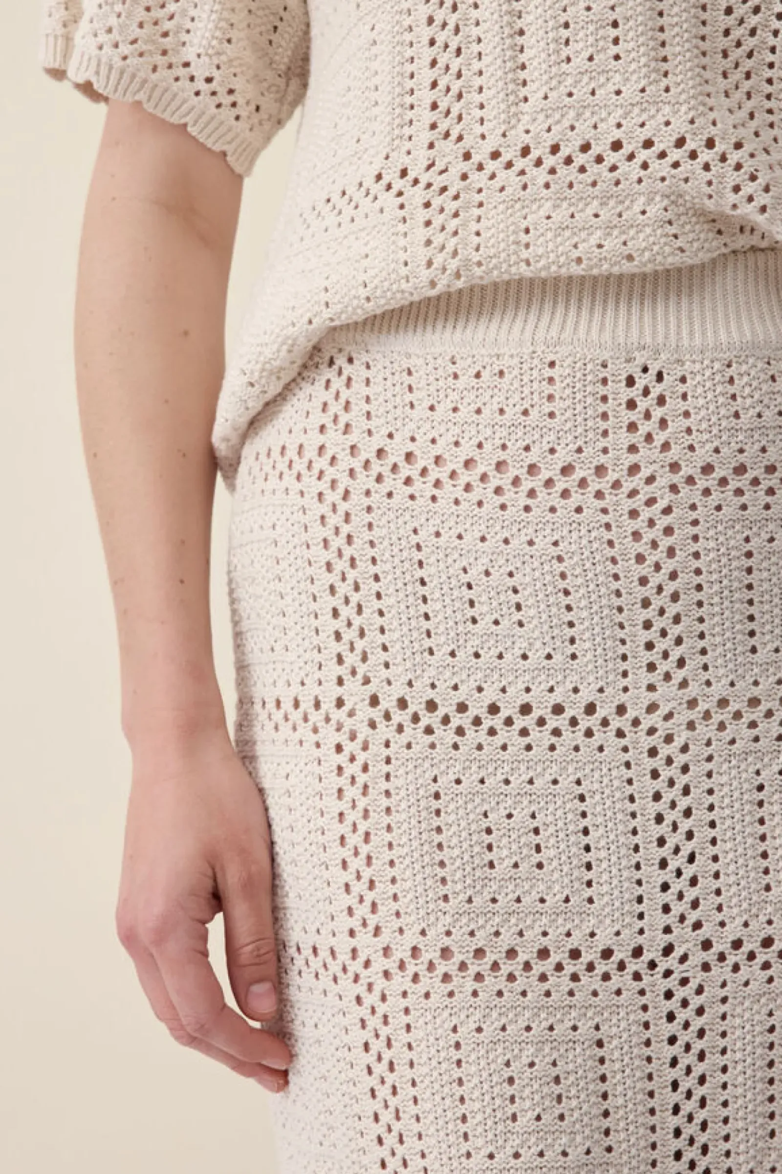 Ceres Life Skirts|Knitwear|Square Knit Midi Skirt - Ecru