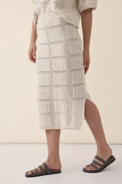Ceres Life Skirts|Knitwear|Square Knit Midi Skirt - Ecru