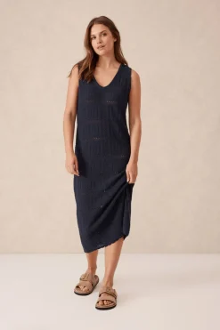 Ceres Life Knitwear|Dresses|Square Knit Midi Tank Dress - New Navy