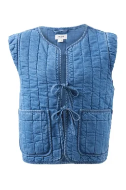 Ceres Life Tops|Tie Quilted Vest - Worn Blue