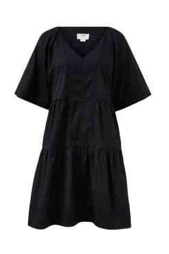 Ceres Life Dresses|Tiered Poplin Mini Dress - Black