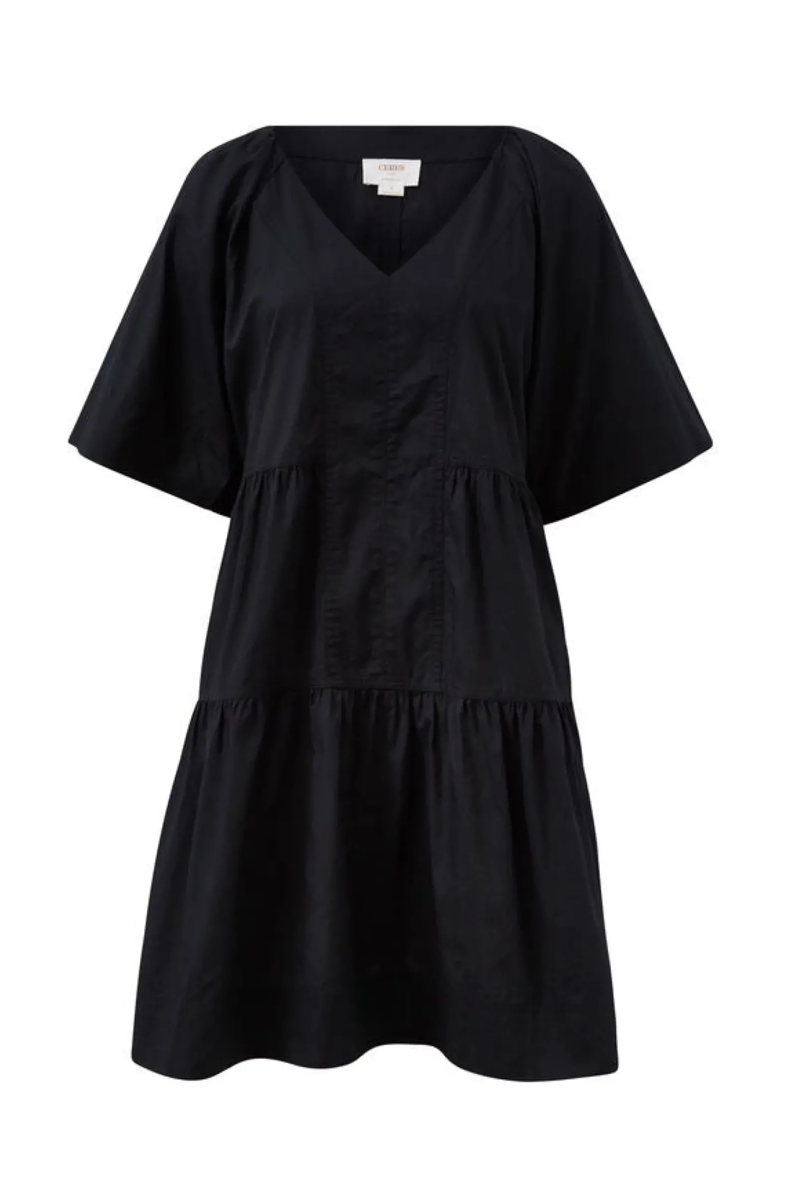 Ceres Life Dresses|Tiered Poplin Mini Dress - Black