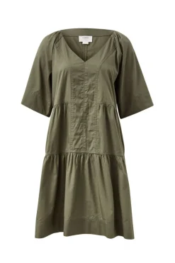 Ceres Life Dresses|Tiered Poplin Mini Dress - Soft Olive