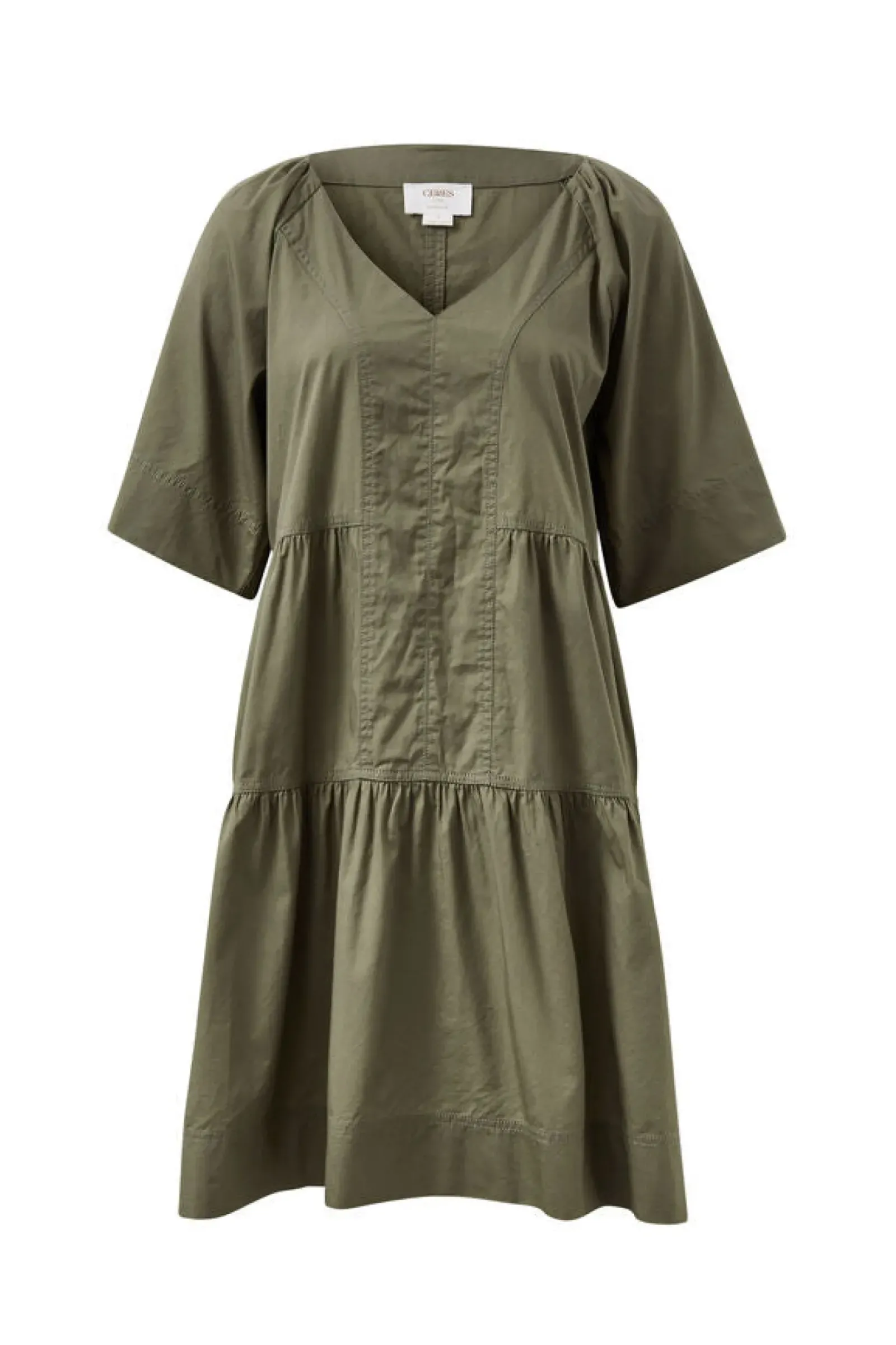 Ceres Life Dresses|Tiered Poplin Mini Dress - Soft Olive