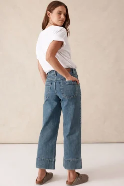 Ceres Life Jeans|Wide Leg Crop Jean - Mid Indigo