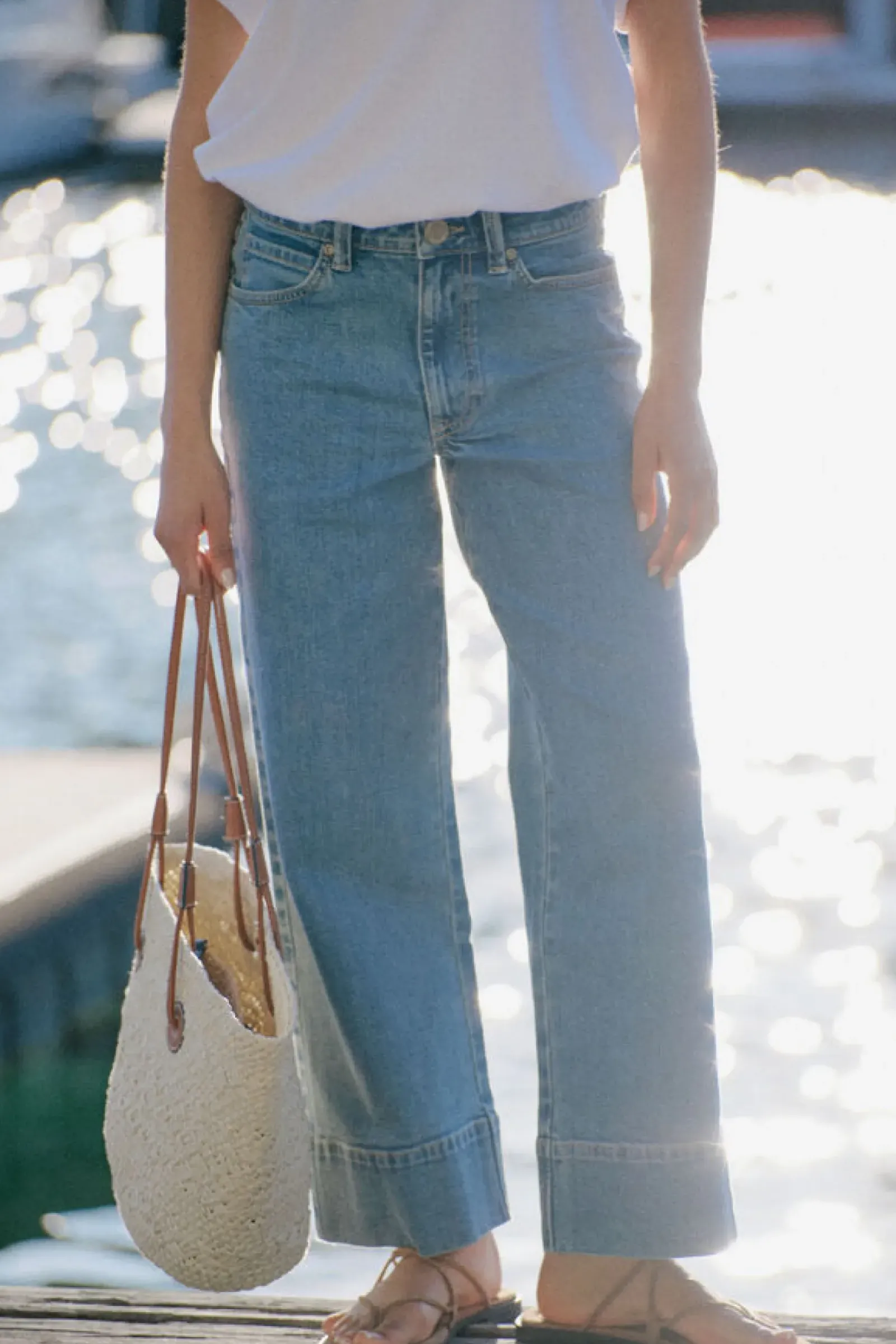 Ceres Life Jeans|Wide Leg Crop Jean - Mid Indigo