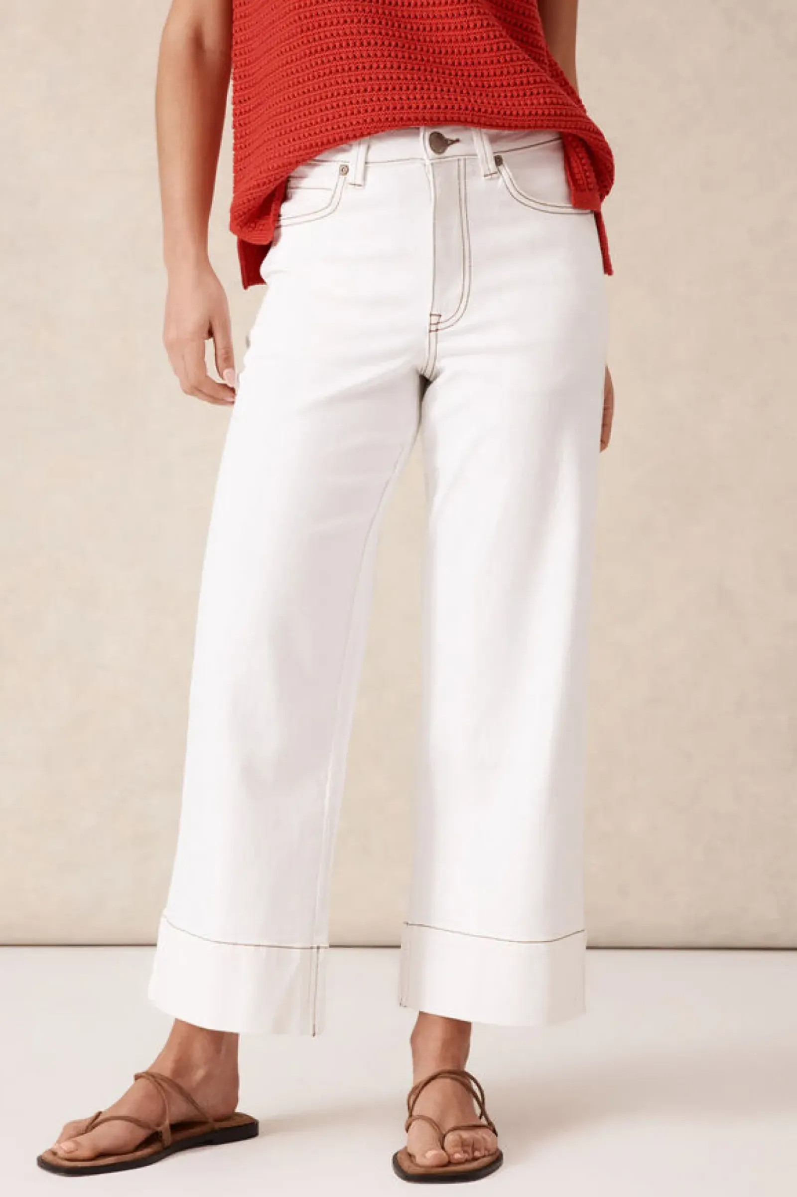 Ceres Life Jeans|Wide Leg Crop Jean - Fresh Ecru