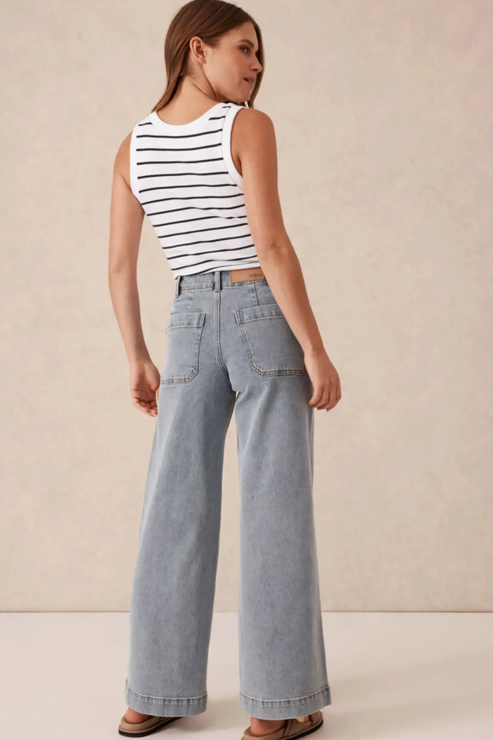 Ceres Life Jeans|Wide Leg Front Pocket Jean - Vintage Blue