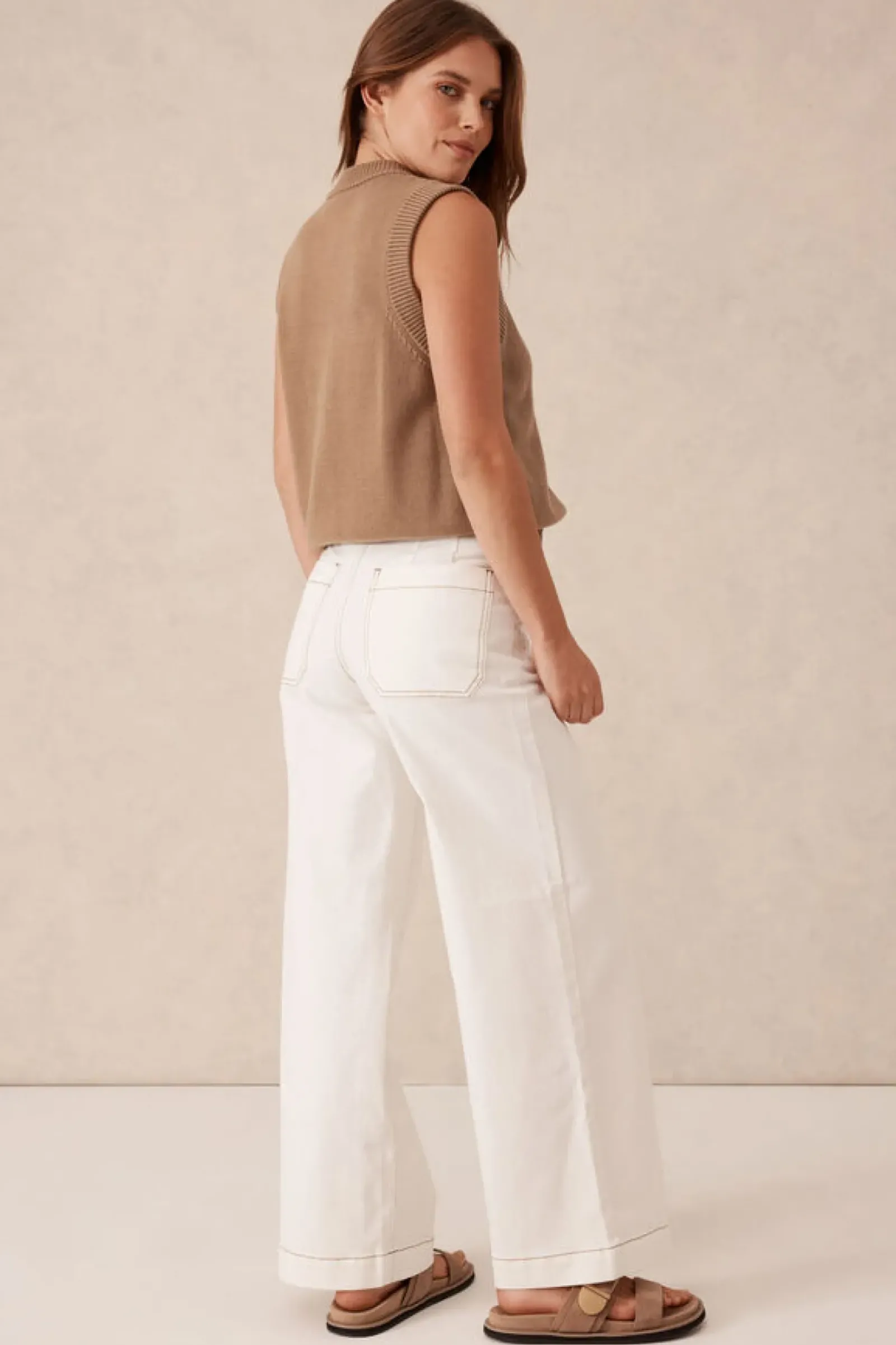 Ceres Life Jeans|Wide Leg Front Pocket Jean - Fresh Ecru