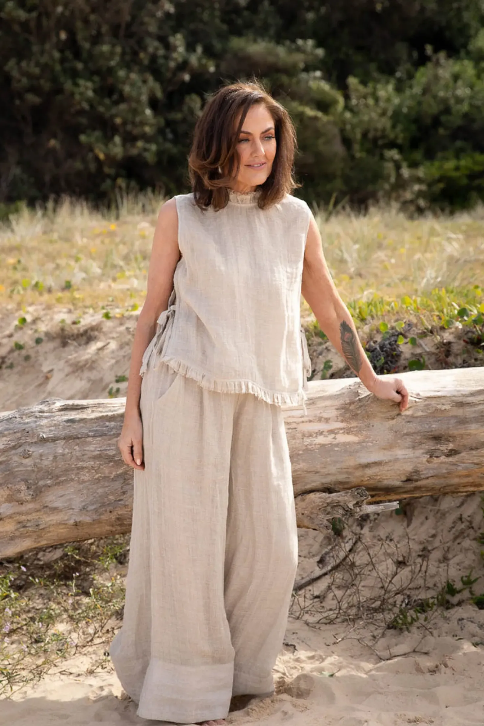 Eadie Lifestyle Pants|Eadie Arana Linen Pant - Natural