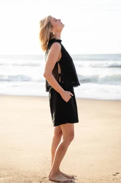 Eadie Lifestyle Tops|Eadie Nadia Linen Top - Black