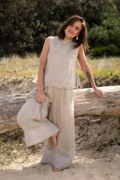 Eadie Lifestyle Tops|Eadie Nadia Linen Top - Natural