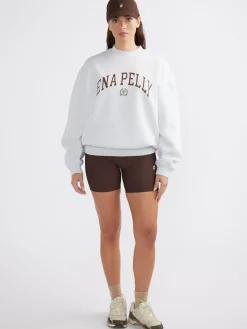 Ena Pelly Jumpers|Classic Collegiate Sweatshirt - White Marle