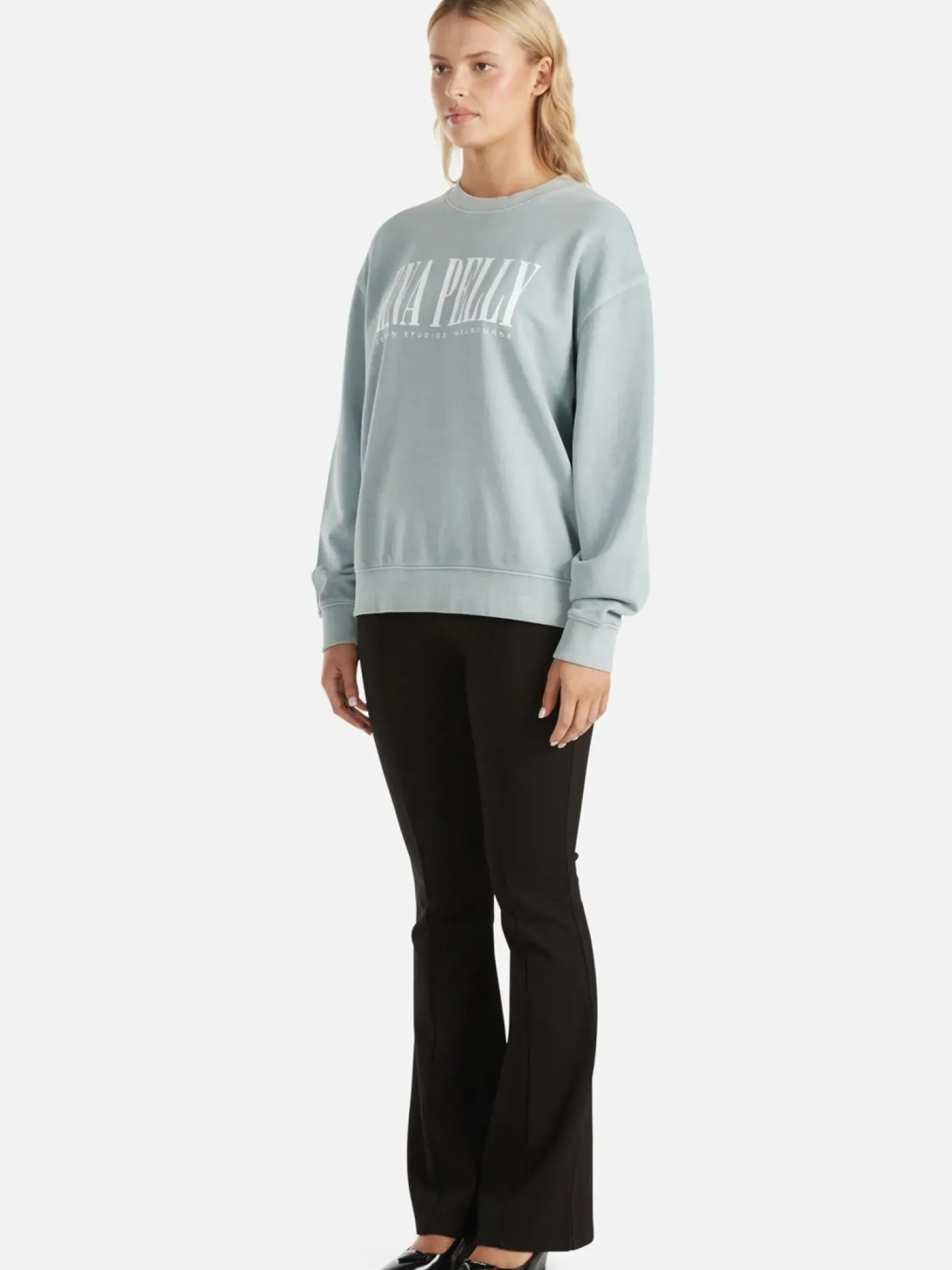 Ena Pelly Jumpers|Lilly Oversized Sweater City - Seafoam Wash