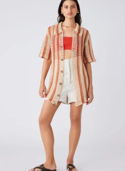 Esmaee Tops|Saint Tropez Shirt - Natural Stripe