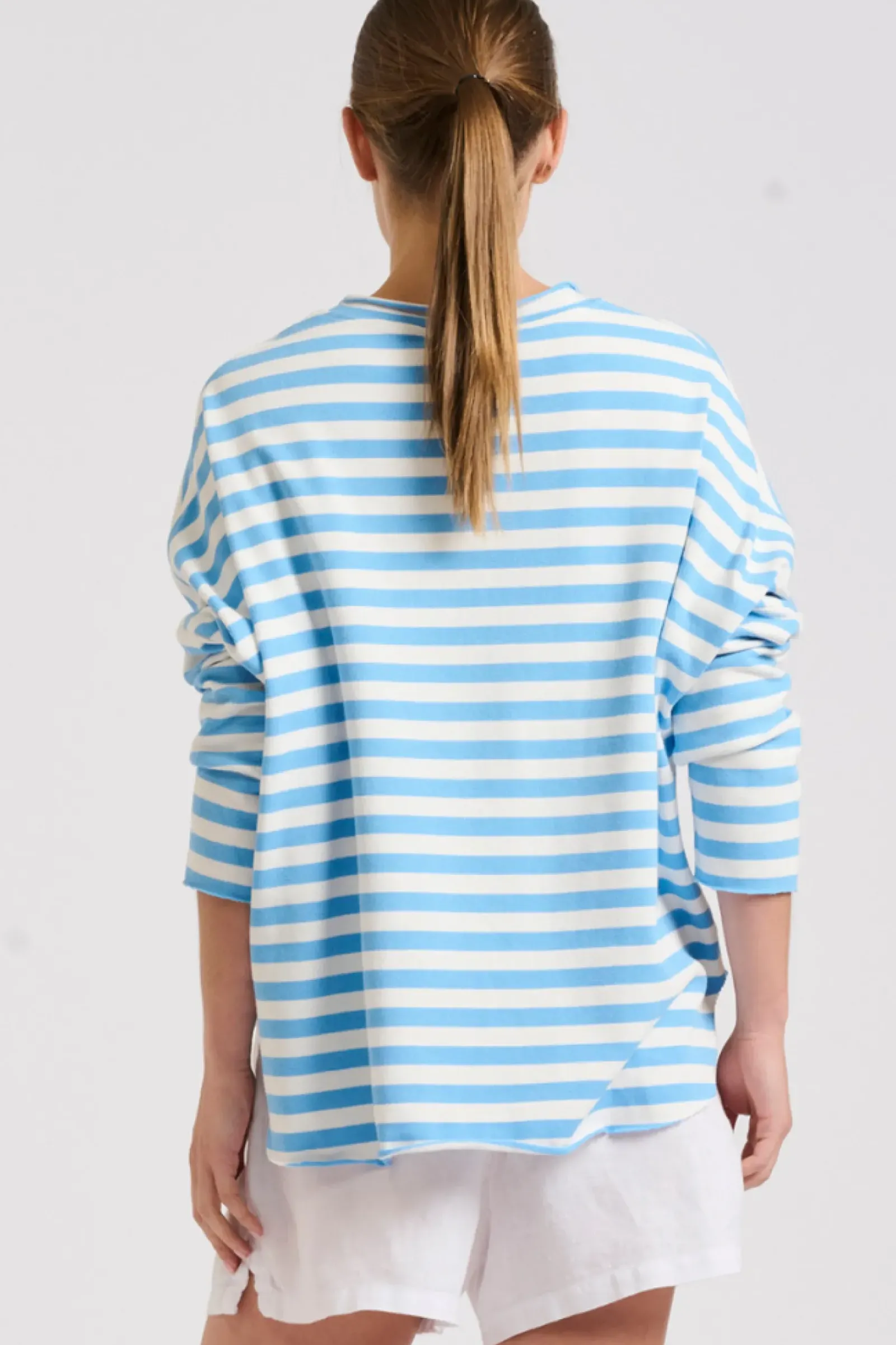 Est1971 Tops|Est 1971 Raw Summer Sweatshirt - Blue/White Stripe