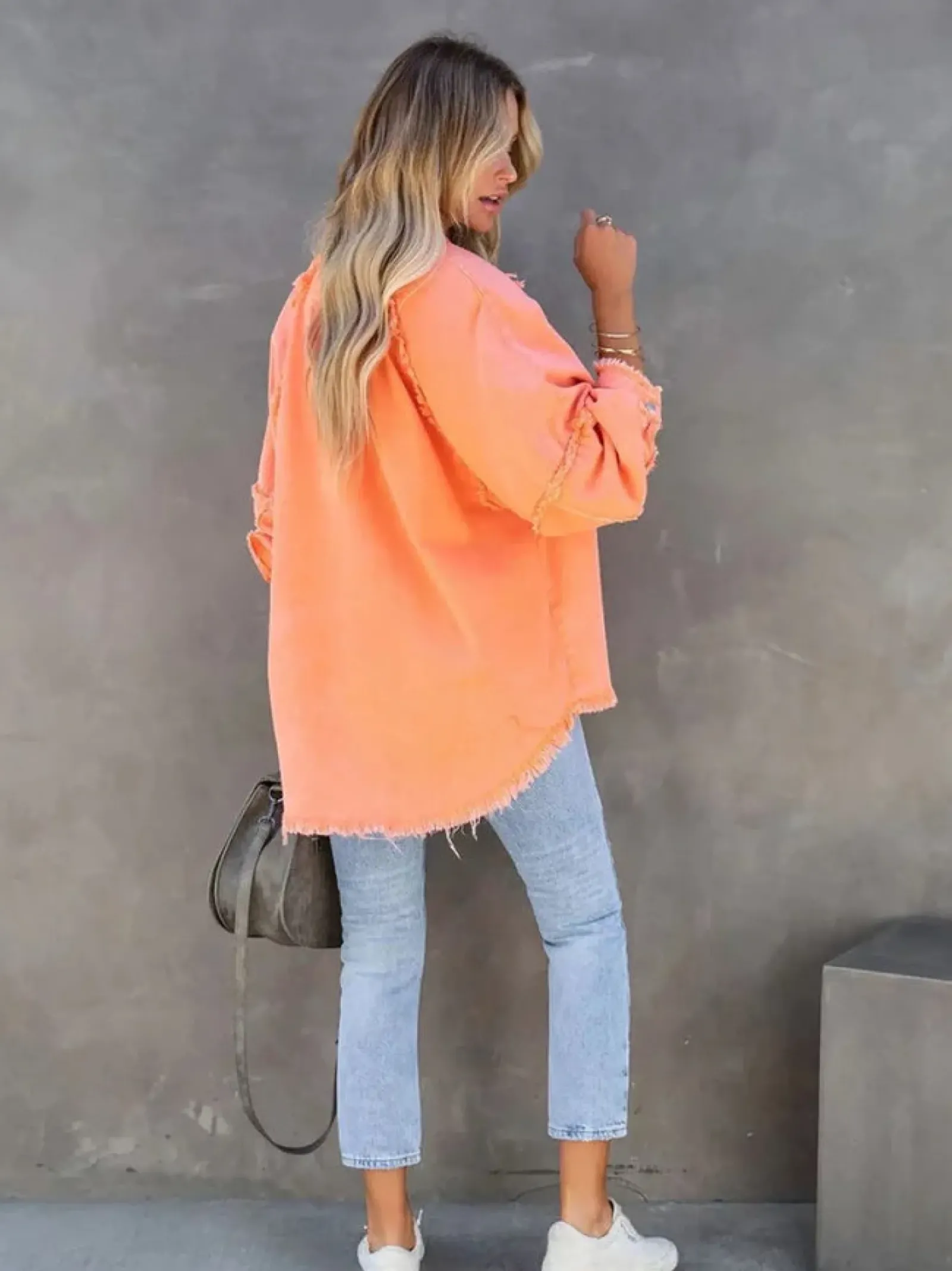 Eyes on Floyd Tops|Jackets & Coats|Trixie Shirt Denim Jacket - Orange