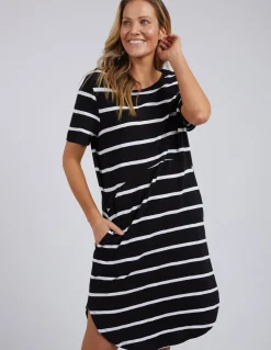 Foxwood Dresses|Bay Stripe Dress- Black/White Stripe