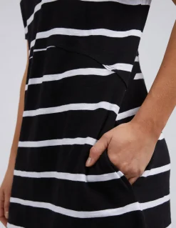 Foxwood Dresses|Bay Stripe Dress- Black/White Stripe