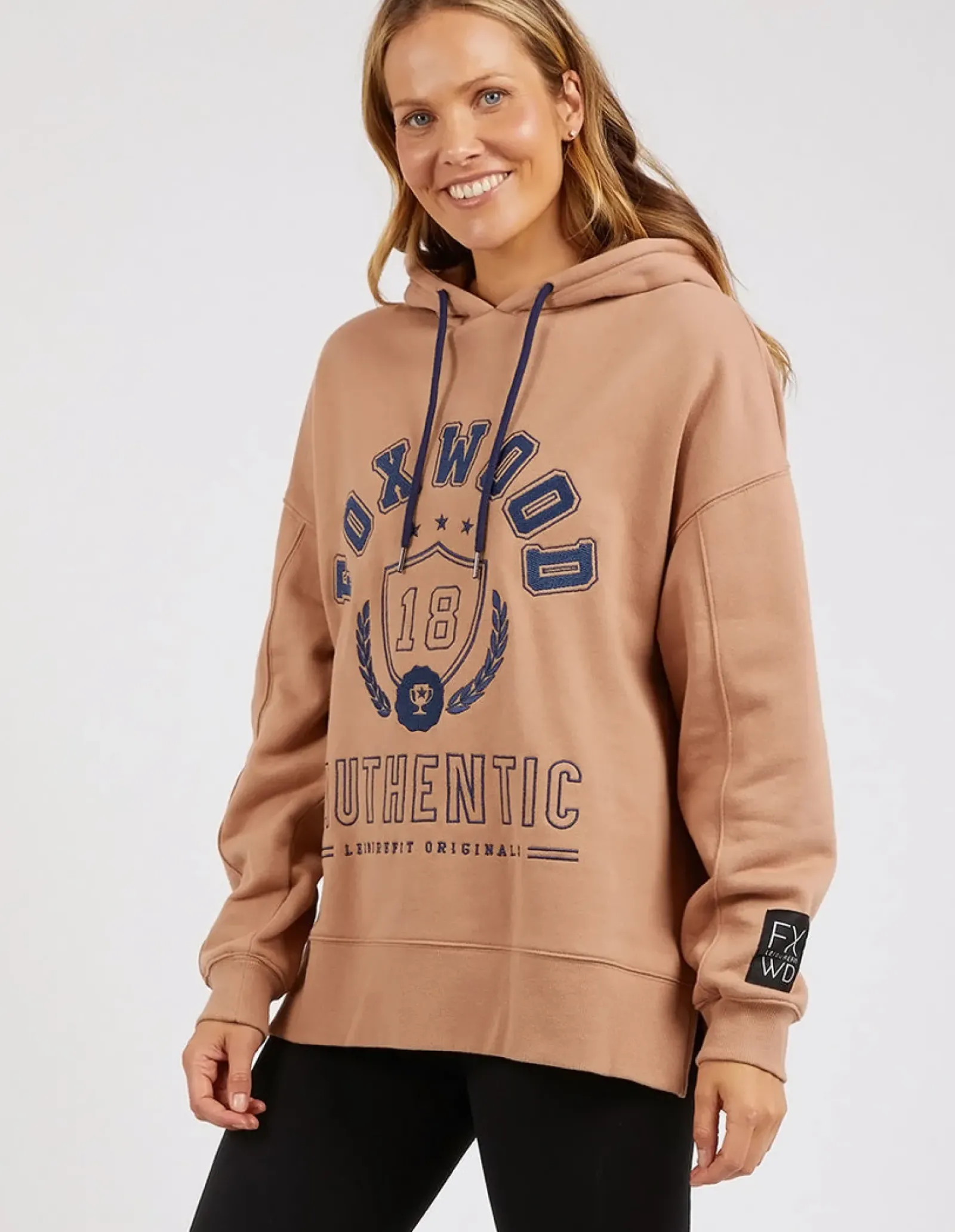 Foxwood Tops|Varsity Hoody - Latte