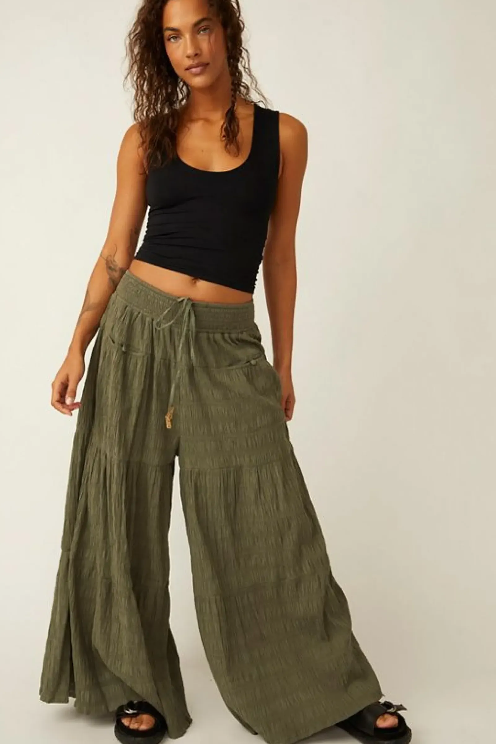 Free People Pants|In Paradise Wide Leg Pant - Dried Basil