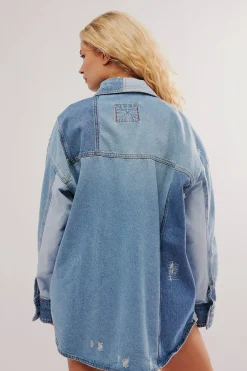 Free People Tops|Mountain Roads Shirt - Indigo Mixed
