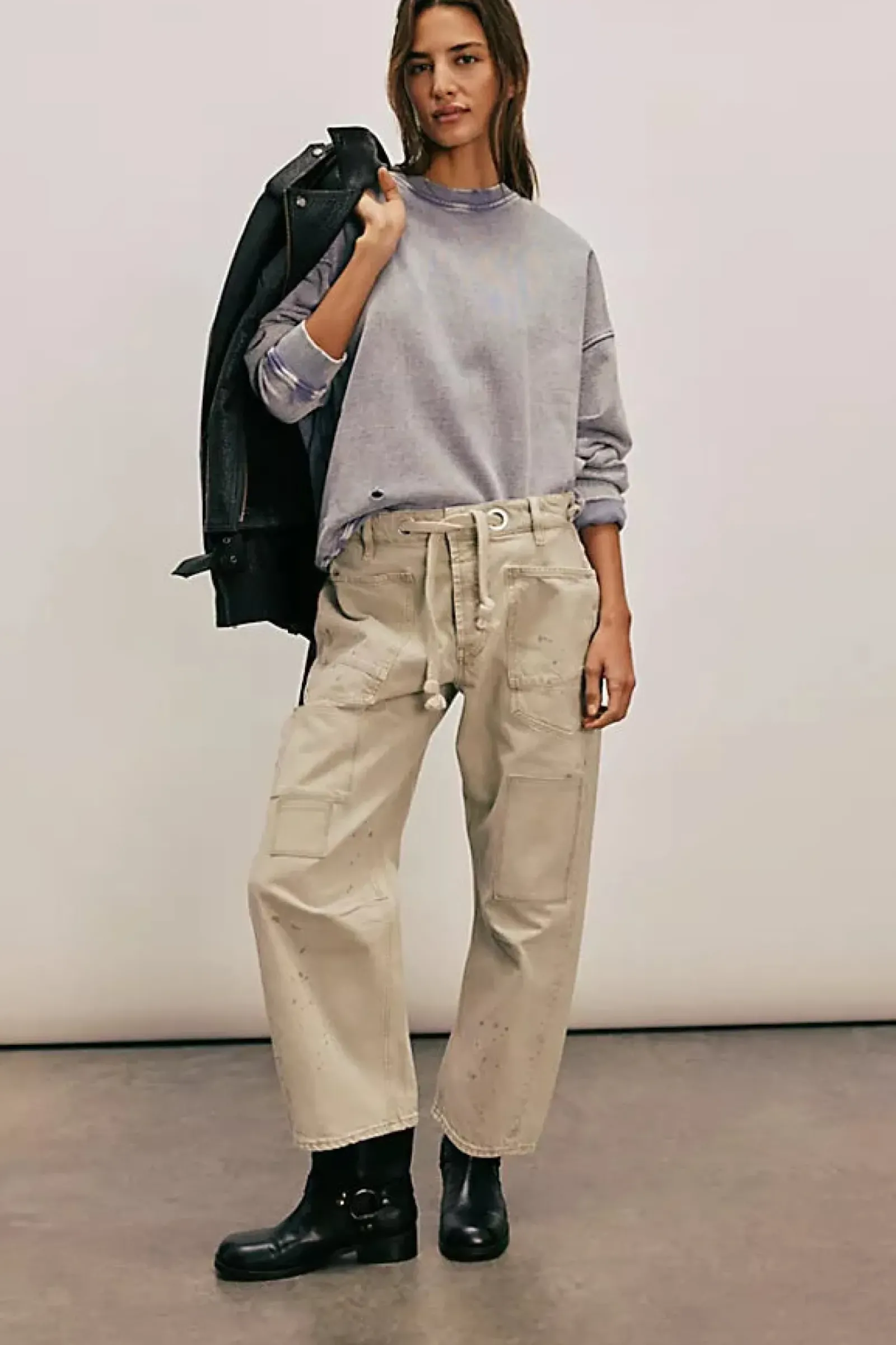 Free People Pants|Jeans|Moxie Low Slung Pull On Barrel Jeans - Jetty