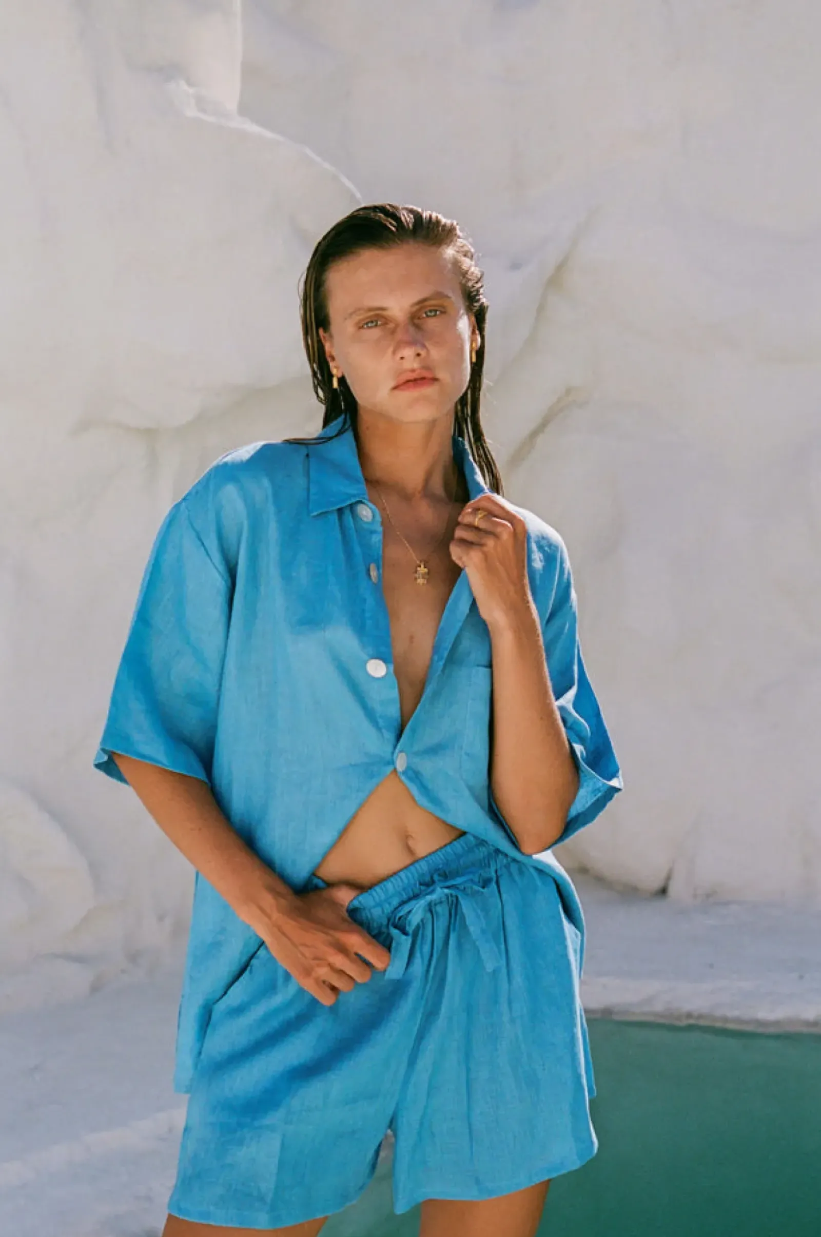Hobo & Hatch Tops|Hobo & Hatch Breeze Shirt - Ocean
