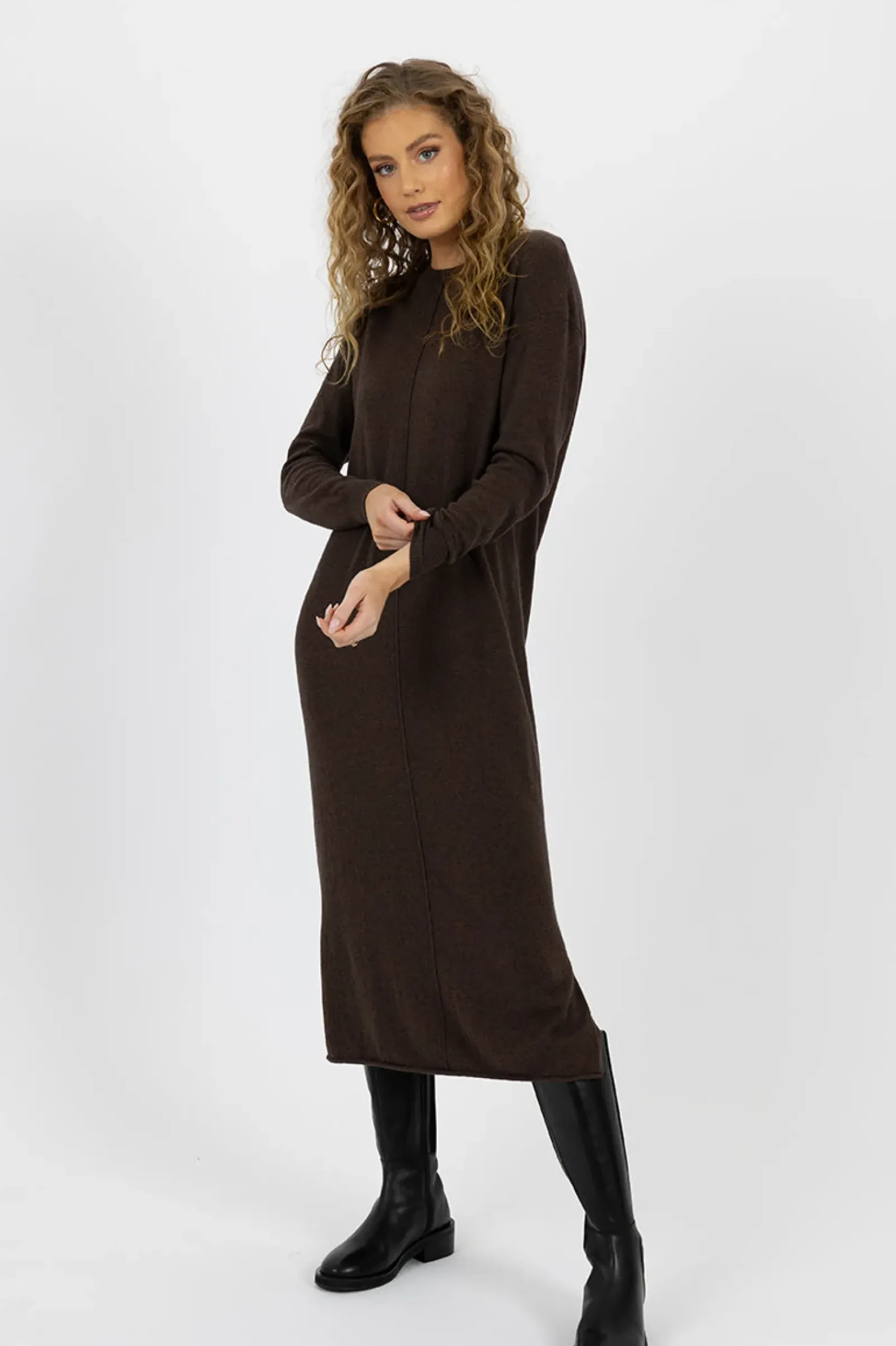 Humidity Knitwear|Dresses|Elena Dress - Espresso