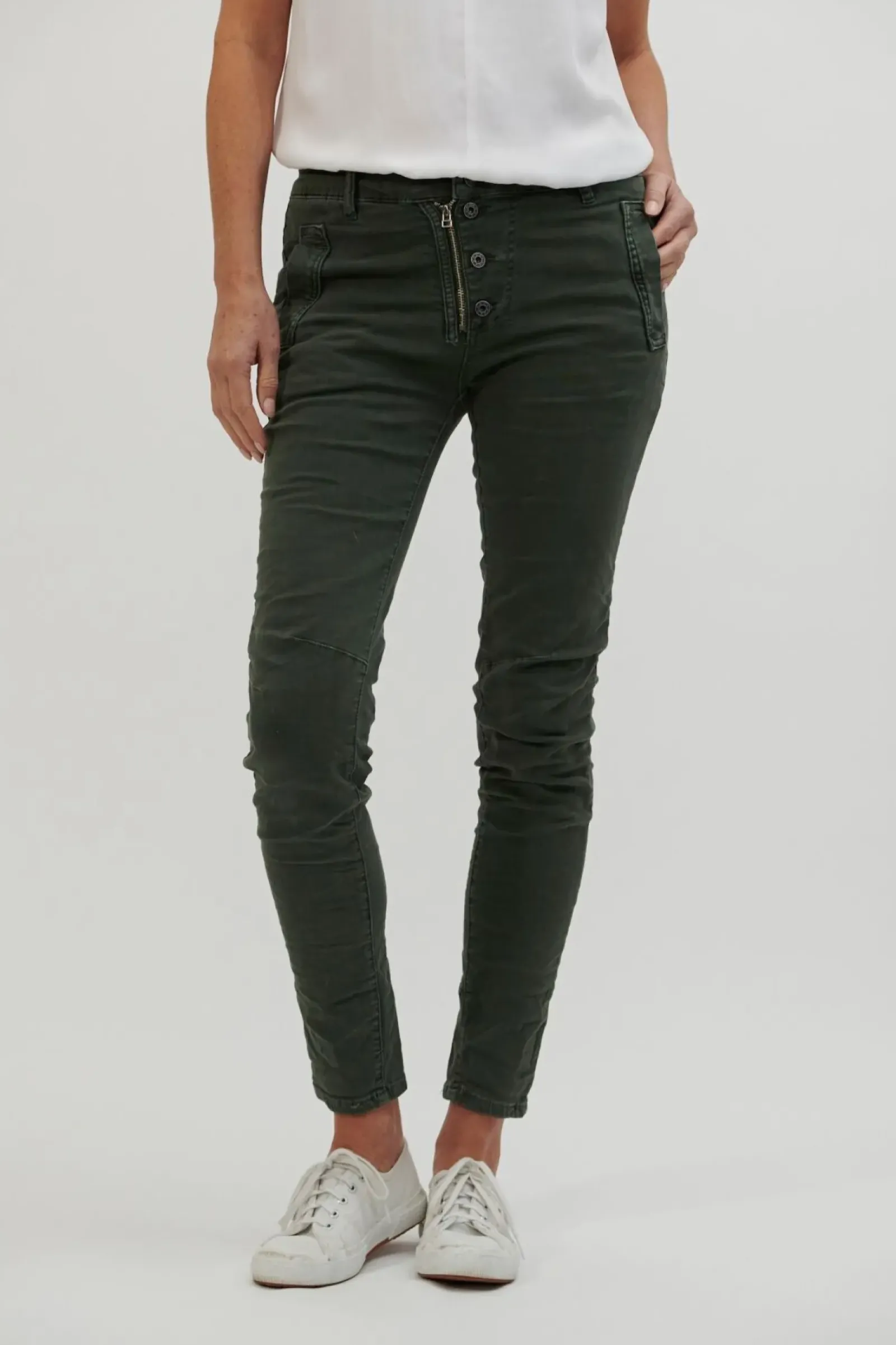 Italian Star Toggle Menu|Pants|Button Jean - Military