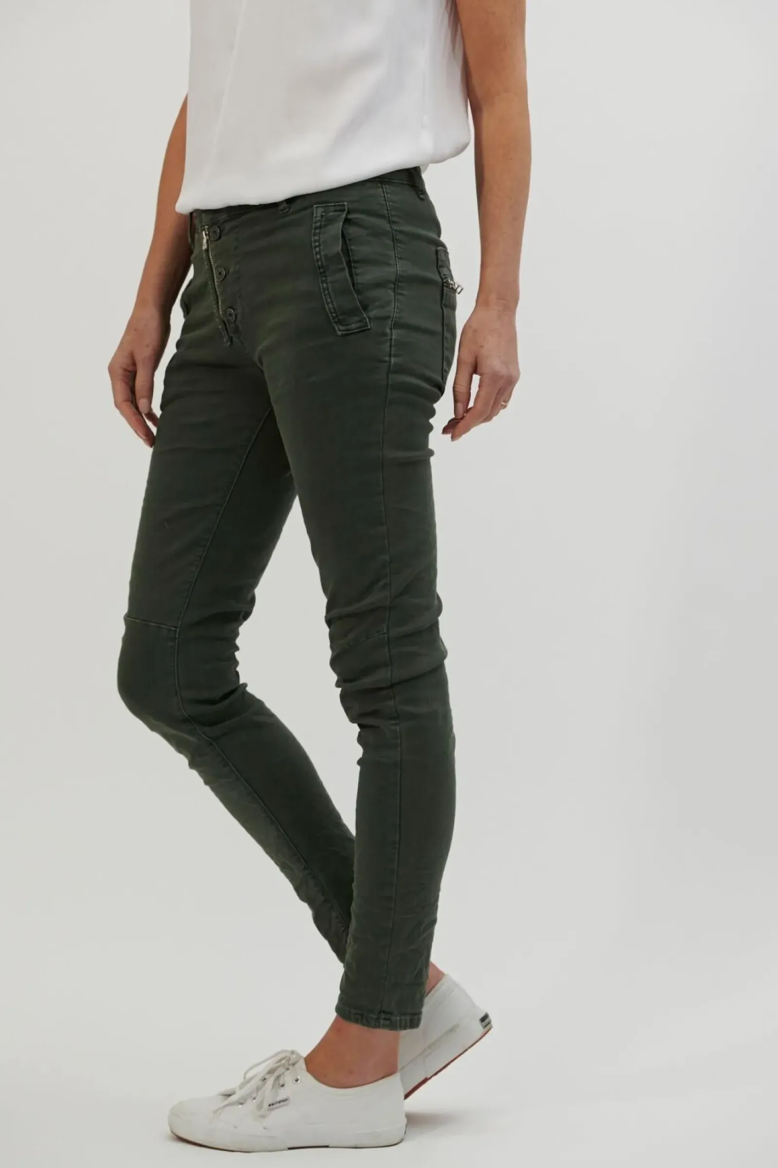 Italian Star Toggle Menu|Pants|Button Jean - Military