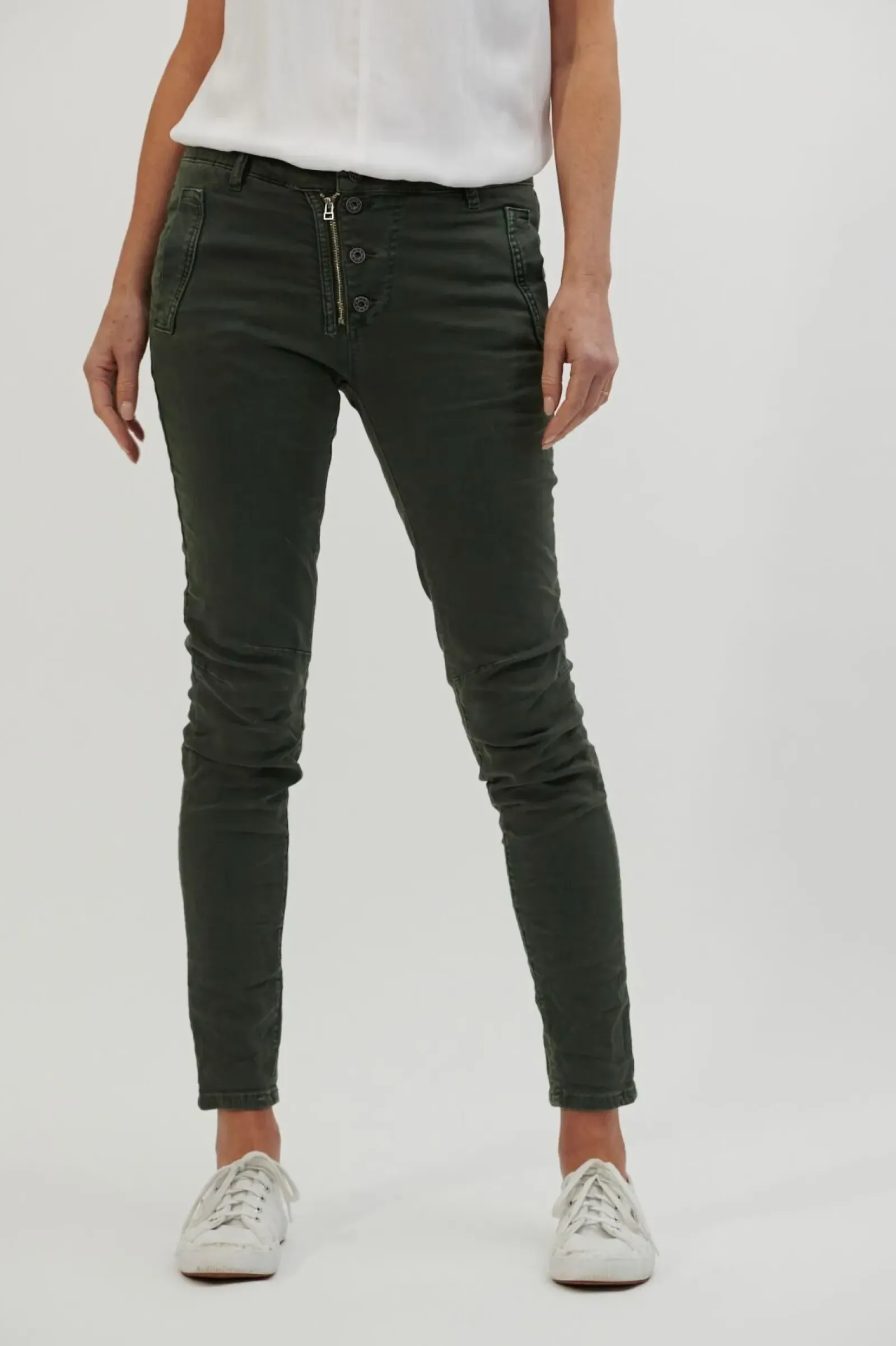 Italian Star Toggle Menu|Pants|Button Jean - Military
