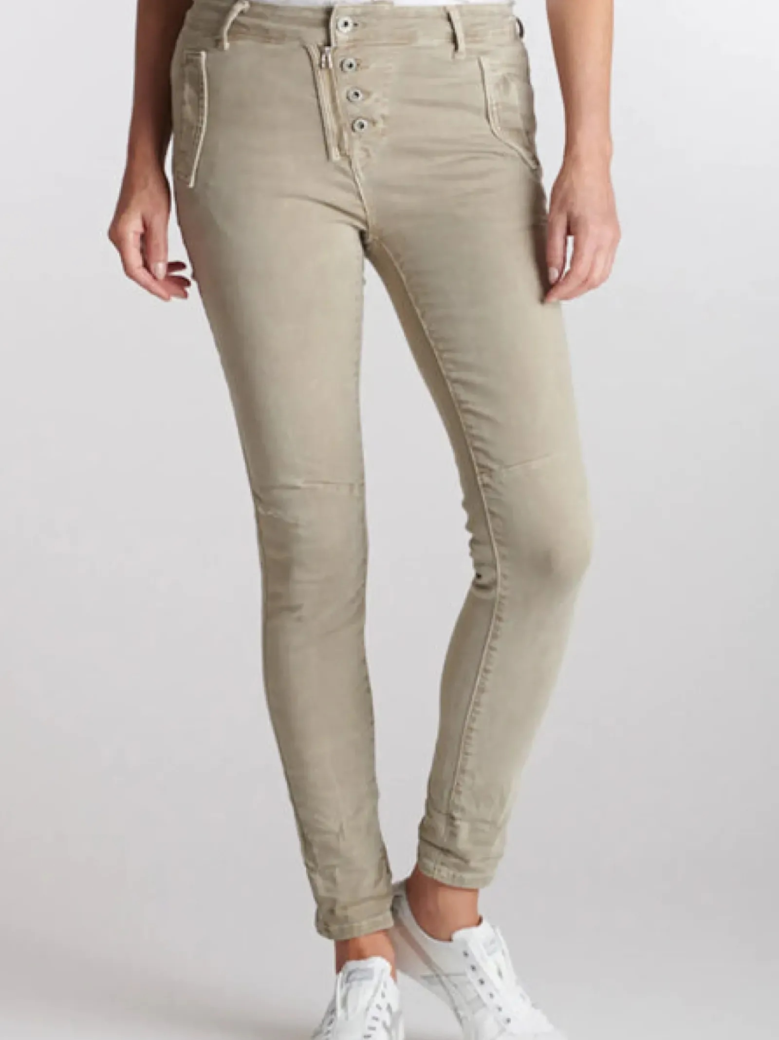 Italian Star Pants|Jeans|Button Jean - Beige