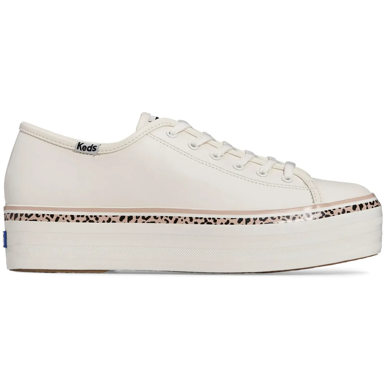 Keds Sneakers|Triple Up Leather Leopard Stripe - White/Tan