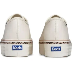 Keds Sneakers|Triple Up Leather Leopard Stripe - White/Tan