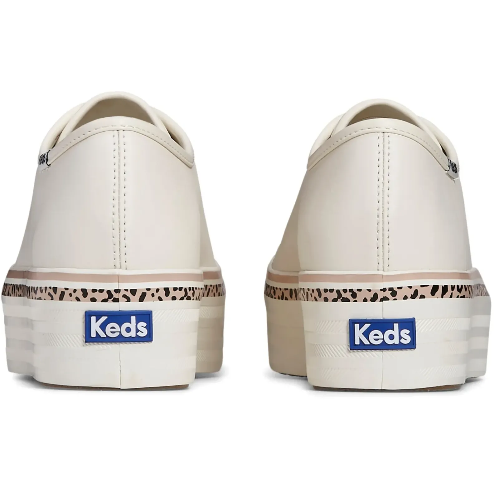 Keds Sneakers|Triple Up Leather Leopard Stripe - White/Tan