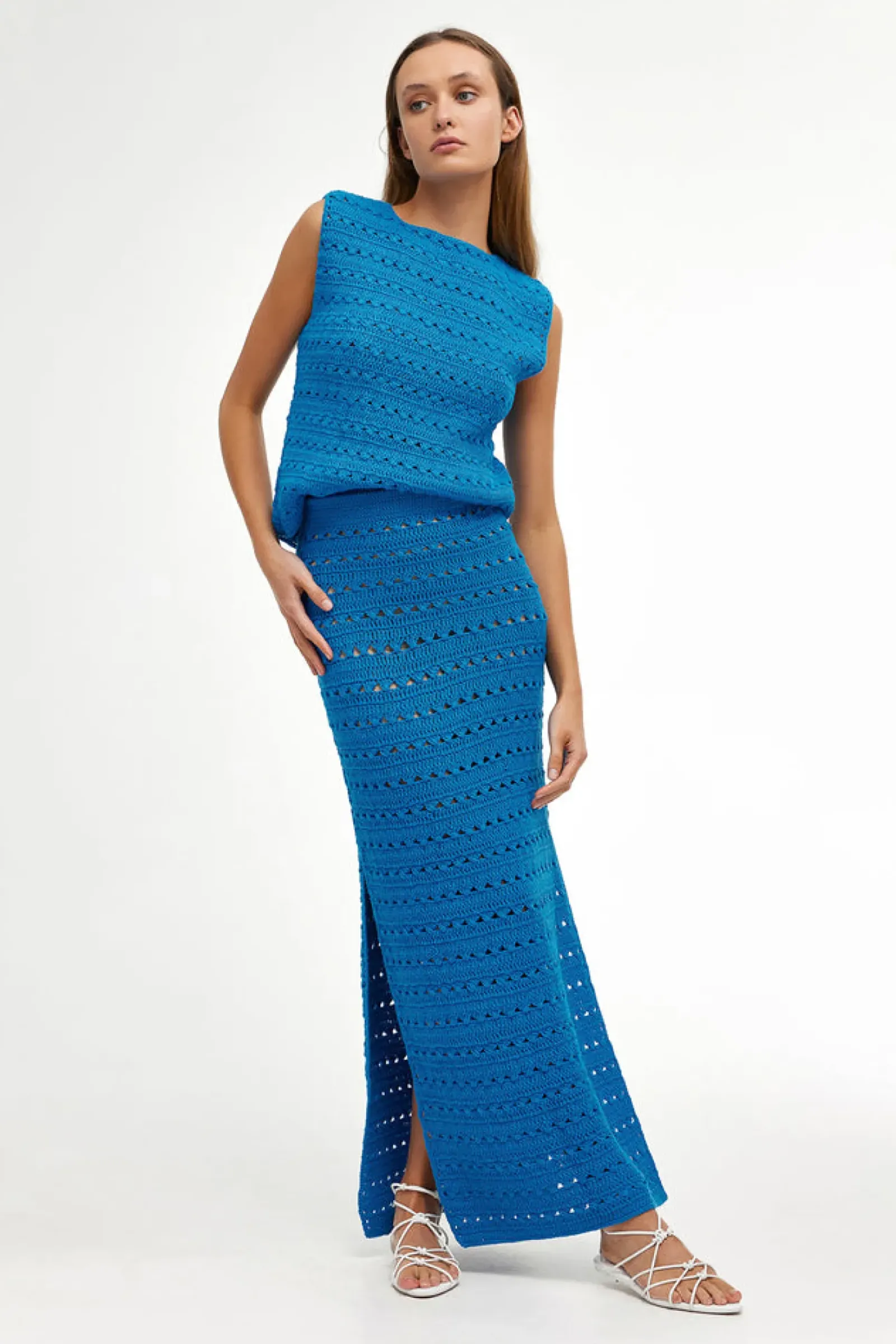 Kinney Tops|Knitwear|Laura Crochet Top - Blue