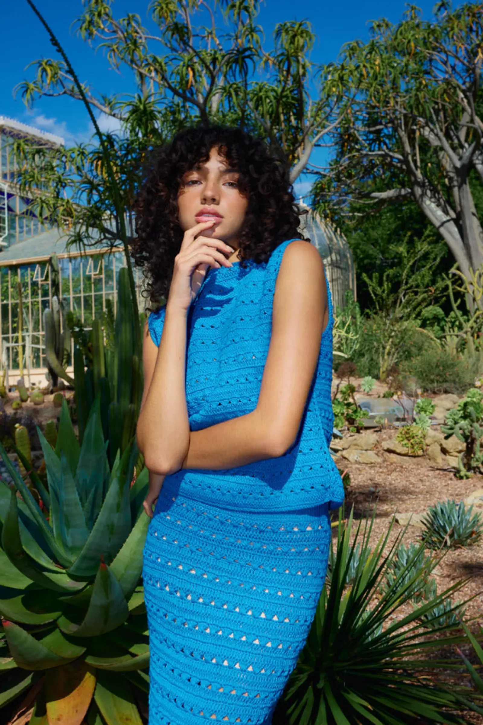 Kinney Tops|Knitwear|Laura Crochet Top - Blue